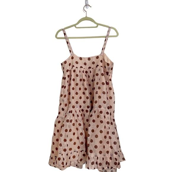 Pink Mauve Polka Dot Tiered Mini Dress Sz M - Picture 6 of 8